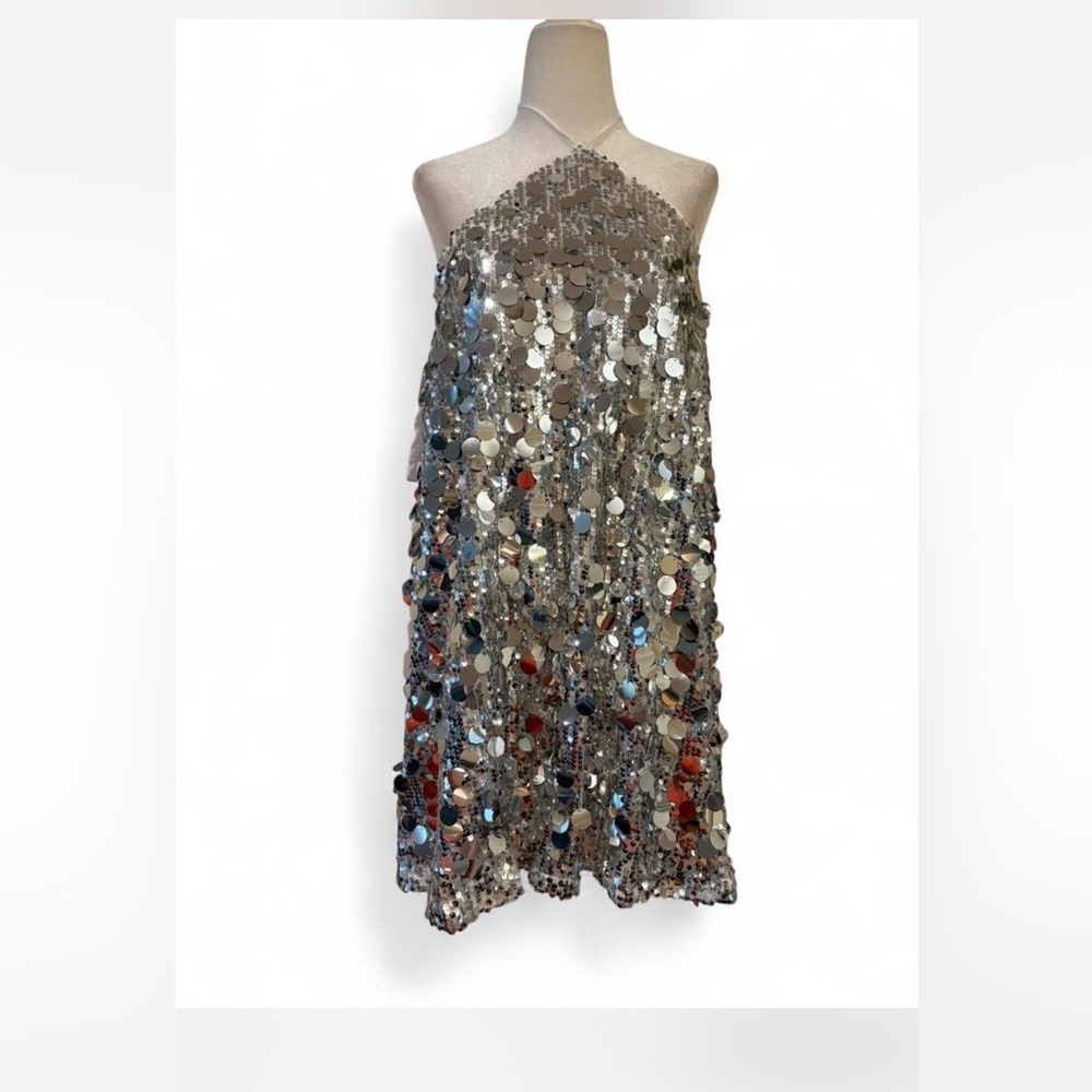 Princess Polly Flourescent Silver Sequins Halter Mini Dress - Picture 4 of 11